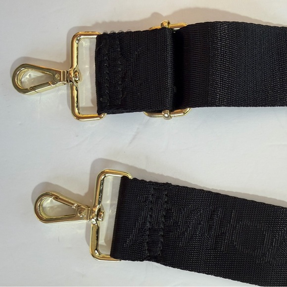 Betsey Johnson crossbody Shoulder Strap harness black gold clips 48” - Picture 4 of 7